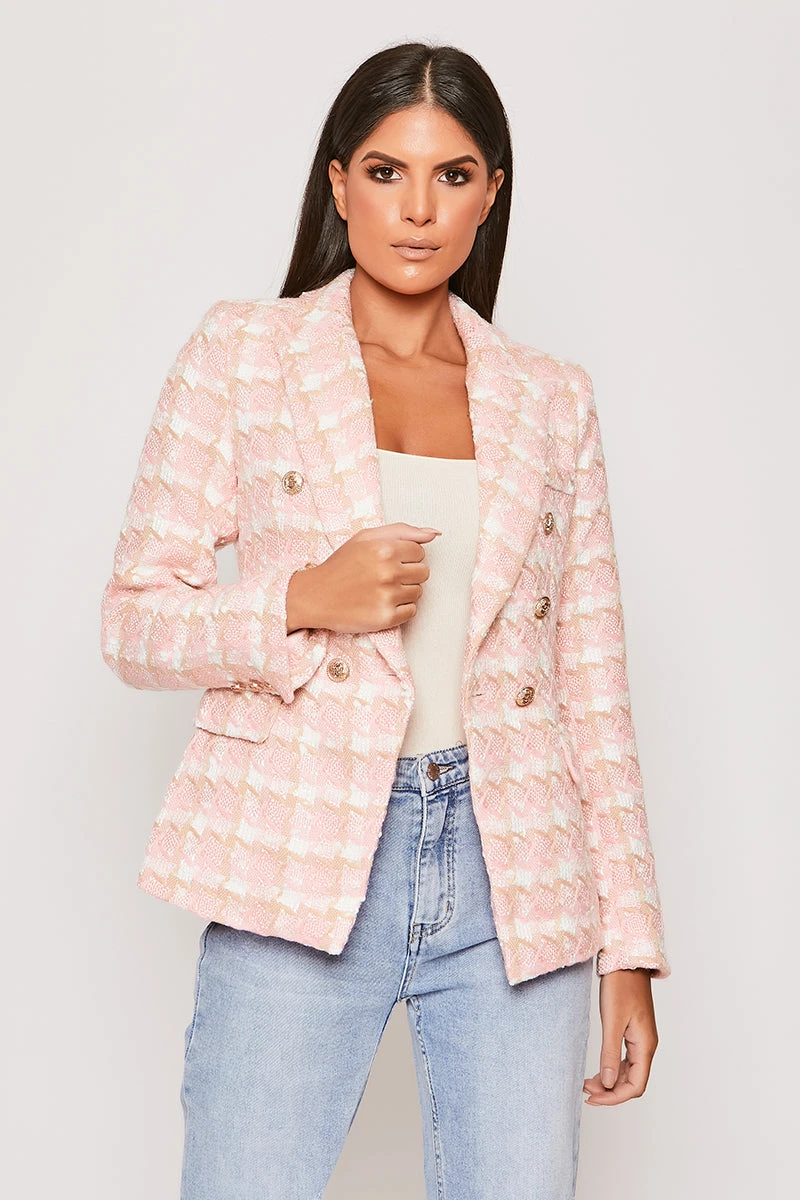 Chester - Premium Pink Check Woven Blazer 1 Chester - Premium Pink Check Woven Blazer