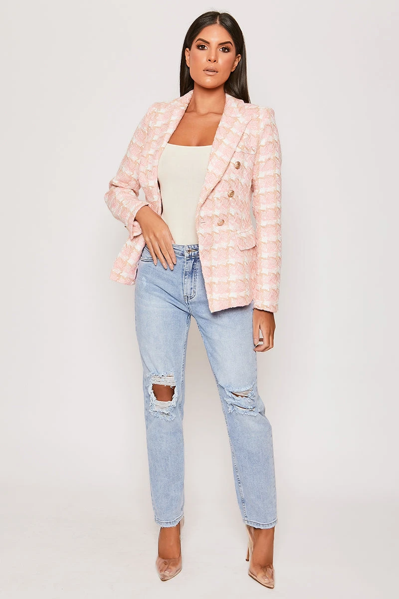 Chester - Premium Pink Check Woven Blazer 2 Chester - Premium Pink Check Woven Blazer - Image 2