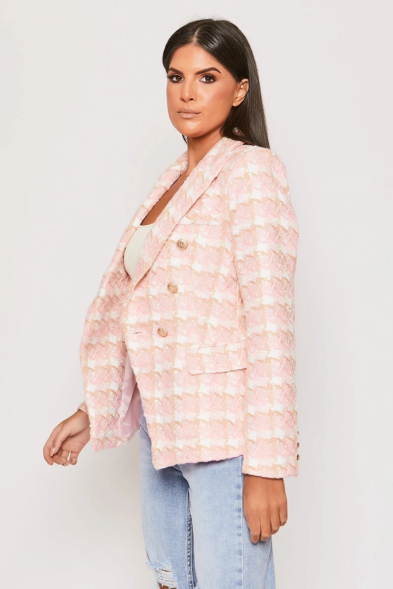 Chester - Premium Pink Check Woven Blazer 4 Chester - Premium Pink Check Woven Blazer - Image 4