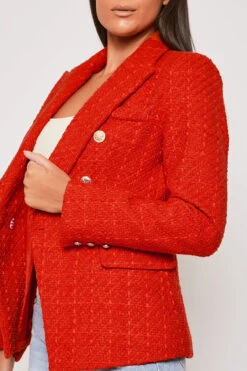 Clancy - Premium Red Contrast Knit Thread Gold Button Blazer 8 Clancy - Premium Red Contrast Knit Thread Gold Button Blazer -Outlet Sarto Base Store 31 01 MISSG 63203