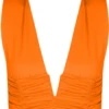 Tyler - Orange Ruched V Front Crop Top