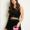Luca - Black One Shoulder Sequin Top
