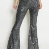 Reegan -Silver Sequin High Waisted Flared Trousers