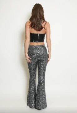 Reegan -Silver Sequin High Waisted Flared Trousers -Outlet Sarto Base Store ScreenShot2022 12 19at19.35.03