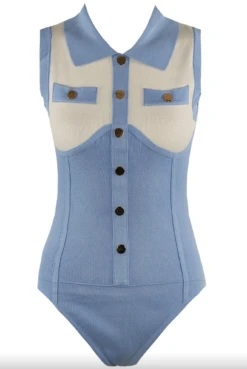 Jess - Blue Premium Ribbed Gold Button Trim Contrast Bodysuit -Outlet Sarto Base Store Screenshot2021 08 31at15.37.42