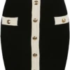Autumn - Black & White Gold Button Fine Knitted Skirt