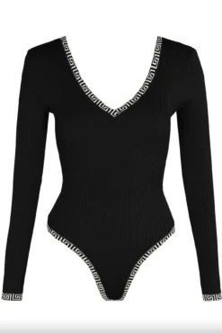 Brionie - Aztec Trim Black Fine Knit Long Sleeve Bodysuit -Outlet Sarto Base Store Screenshot2021 12 23at13.17.48