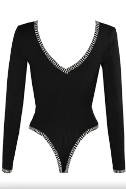 Brionie - Aztec Trim Black Fine Knit Long Sleeve Bodysuit -Outlet Sarto Base Store Screenshot2021 12 23at13.18.01
