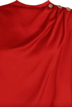 Cloey - Red Satin Pleated Blouse & Gold Button Detail -Outlet Sarto Base Store Screenshot2021 12 23at14.00.20