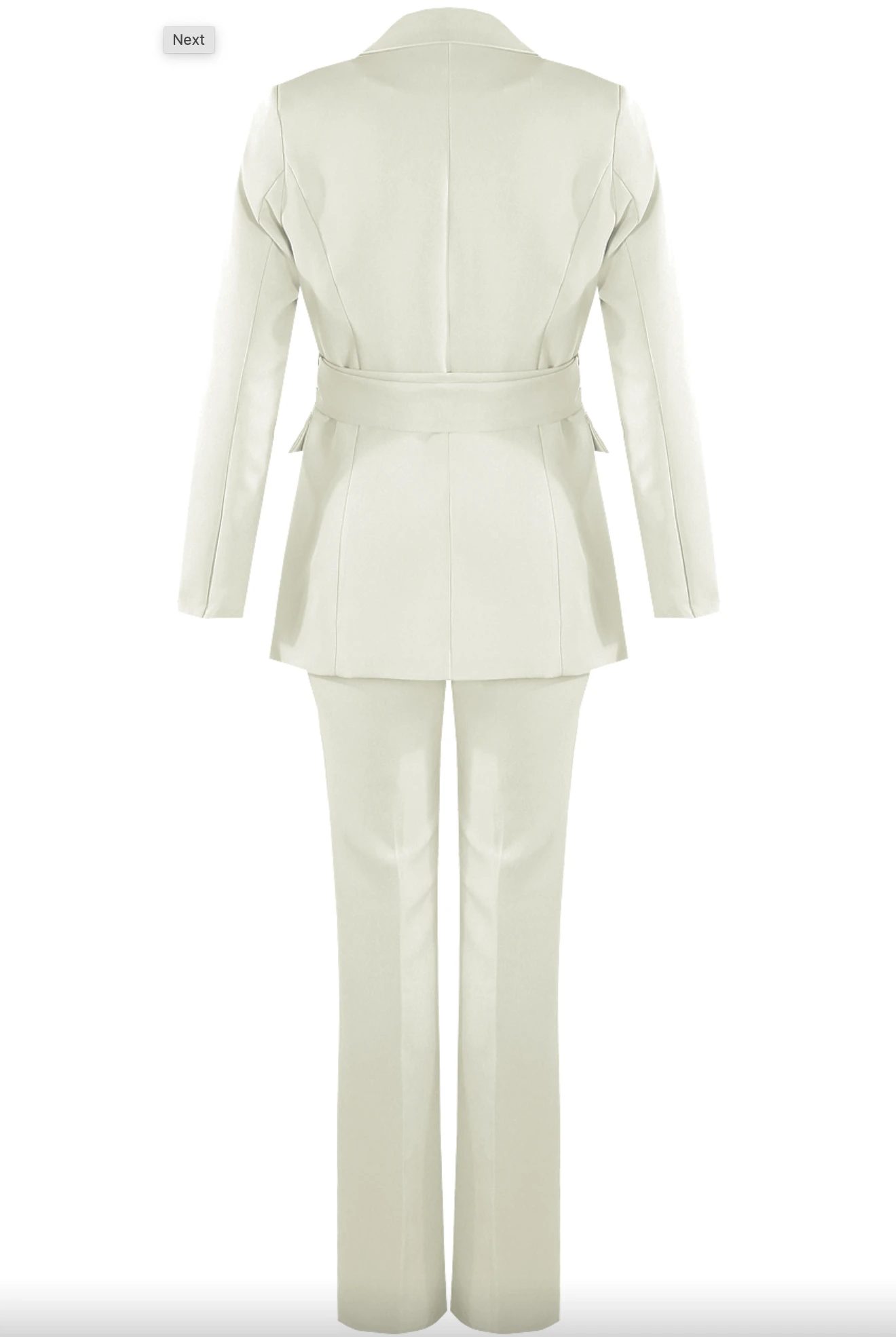 Layala - White Belted Blazer & Flared Trouser Set 2 Layala - White Belted Blazer & Flared Trouser Set - Image 2