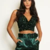 Mila - Green Sequin Plunge Bralet