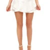 Lucida - White PU Ruffle Hem Shorts
