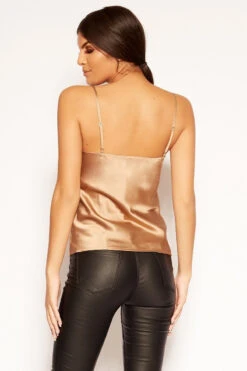 Colleen - Tan Satin Cowl Neck Cami Top 7 Colleen - Tan Satin Cowl Neck Cami Top -Outlet Sarto Base Store missg.dec2 .201844291.1566222749