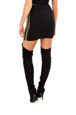 Lenore - Black & Gold Striped Sequin Mini Skirt -Outlet Sarto Base Store missg.dec .201718226