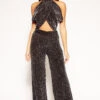 Soph - Black Lurex Glitter Wide Leg Trousers