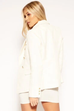 Rissa - White Textured Gold Button Blazer -Outlet Sarto Base Store missg.dec .201842895