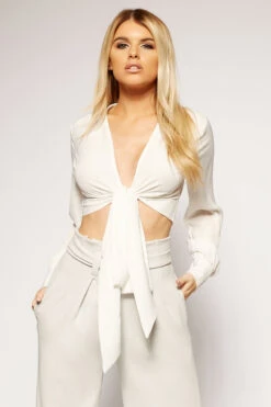 Michela - Grey High Waisted Wide Leg Trousers -Outlet Sarto Base Store missg.feb2 .201820754