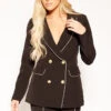 Linette - Black Gold Trim Blazer & Skirt Co-ord
