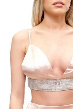 Byanca - Rose Gold Diamante Satin Mini Two Piece Set -Outlet Sarto Base Store missg.july .201710821