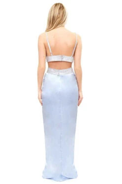 Alessandria - Baby Blue Diamante Satin Maxi Two Piece Set -Outlet Sarto Base Store missg.july .201710861