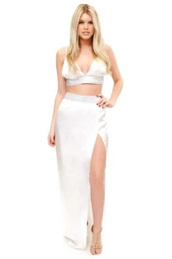 Alessandria - White Diamante Satin Maxi Two Piece Set -Outlet Sarto Base Store missg.july .201710886