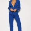 Laureline - Royal Blue Tailored Lapel-less Blazer & Pants Set