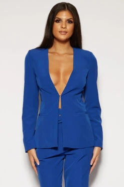 Laureline - Royal Blue Tailored Lapel-less Blazer & Pants Set -Outlet Sarto Base Store missg.mar2 .201823975