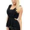 Kourtney - Black Chiffon Pleated Cut Out Top