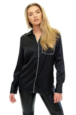 Amilie - Black Satin Shirt