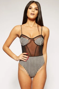 Emma - Black & Nude Striped Mesh Bodysuit 7 Emma - Black & Nude Striped Mesh Bodysuit -Outlet Sarto Base Store missg.mar .201823549