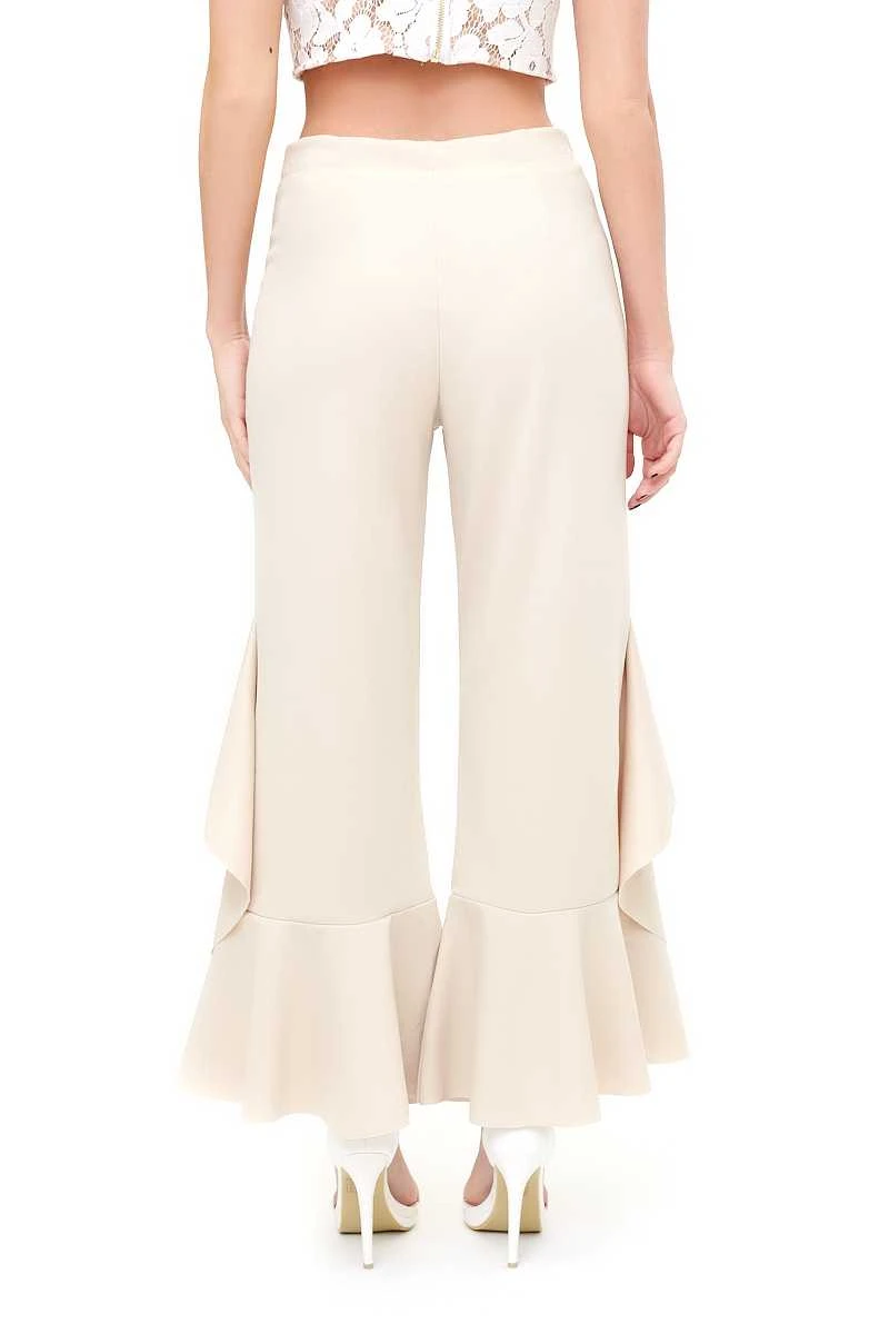 Flossie - Nude Draped Frill Trousers 3 Flossie - Nude Draped Frill Trousers - Image 3