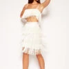 Mollie - White Fringe Bandage Twin Set