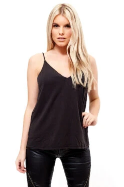 Nova - Black Green Faux Suede Cami Top