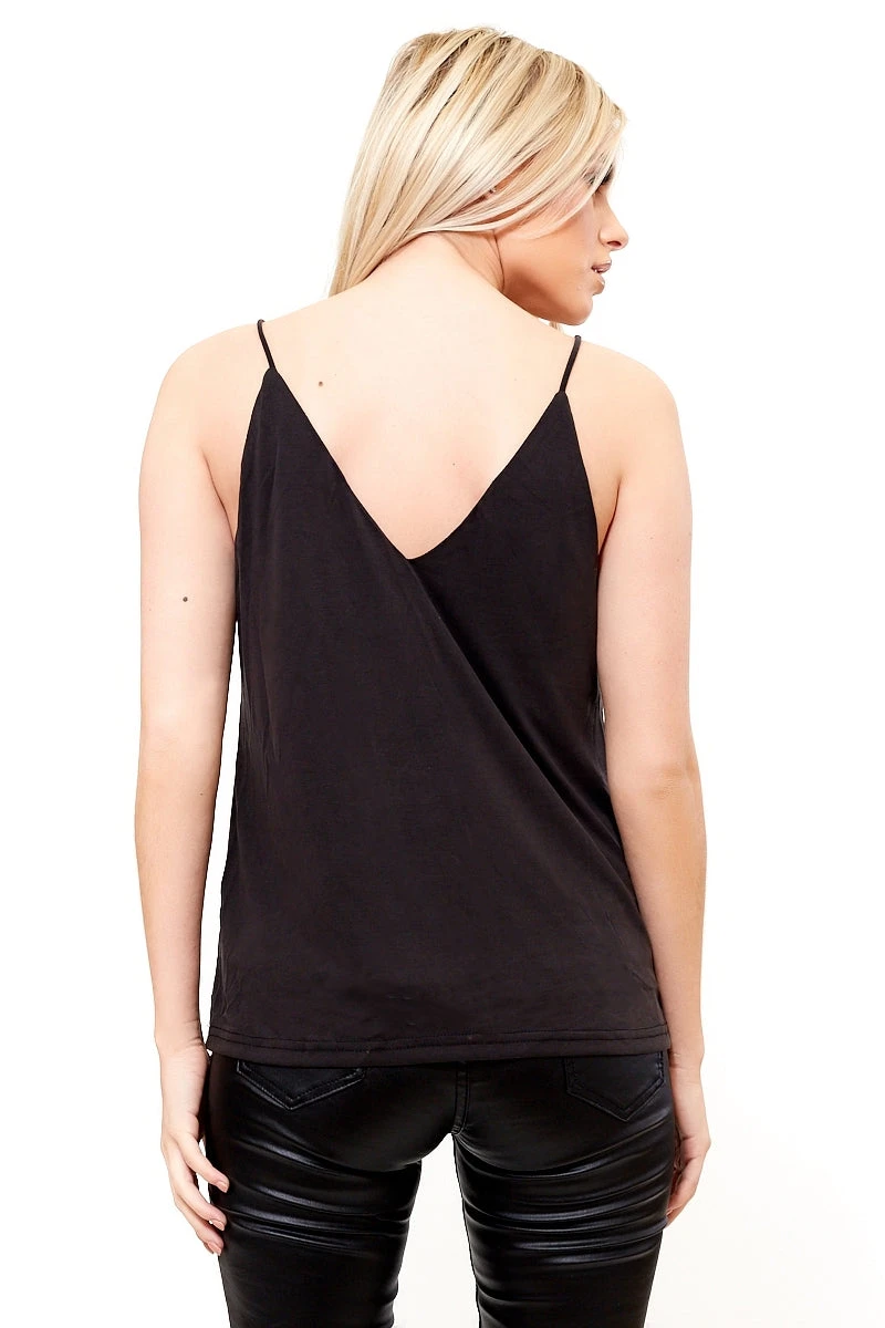 Nova - Black Green Faux Suede Cami Top 2 Nova - Black Green Faux Suede Cami Top - Image 2