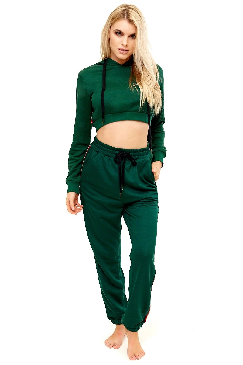 Kaylynn - Green Cropped Hoodie Loungewear Set 1 Kaylynn - Green Cropped Hoodie Loungewear Set
