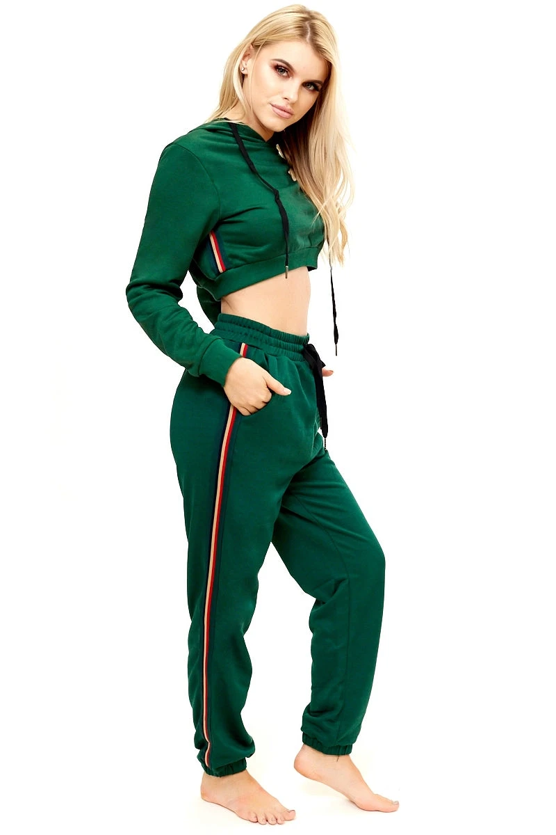 Kaylynn - Green Cropped Hoodie Loungewear Set 3 Kaylynn - Green Cropped Hoodie Loungewear Set - Image 3