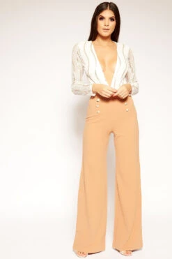 Outlet Sarto Base Store 4 Molina - White Lace & Gold Sequin Long Sequin Bodysuit