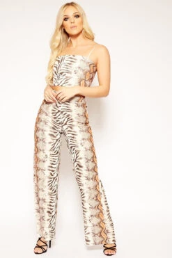 Annica - Zebra Crop Bandeau & Trouser Two Piece Set