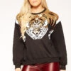 Celise - Gold & White Sequin Black Jumper