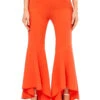 Emily - Orange Asymetric Flared Trousers