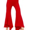 Emily - Red Asymetric Flared Trousers