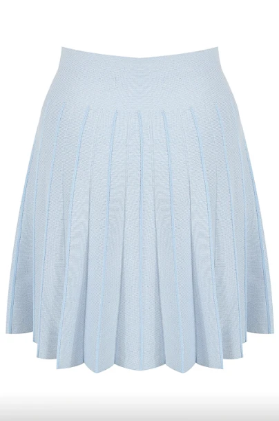 Kimberly - Pale Blue Pleated High Waisted Skirt 2 Kimberly - Pale Blue Pleated High Waisted Skirt - Image 2