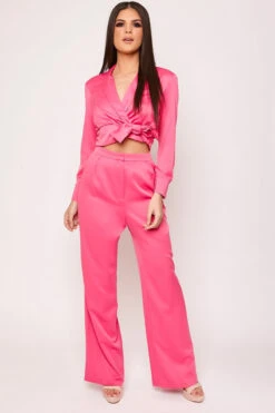 Serenity - Pink Wrap Top & High Waisted Trouser Co-ord -Outlet Sarto Base Store wjrs0030