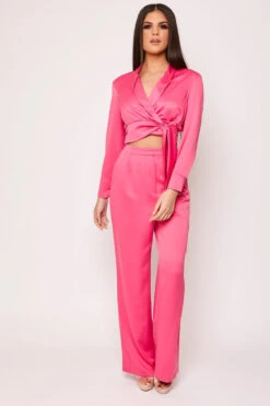 Serenity - Pink Wrap Top & High Waisted Trouser Co-ord