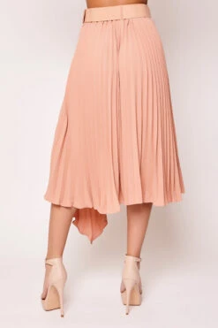Starla - Nude High Waisted Belted Pleated Skirt -Outlet Sarto Base Store wjrs0328 1