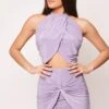 Madisyn - Lilac Slinky Drape Crop Top