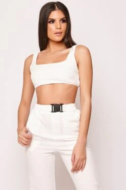 Hanna - White Cargo Buckle Trousers Co-ord -Outlet Sarto Base Store wjrs2218