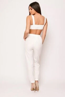 Hanna - White Cargo Buckle Trousers Co-ord -Outlet Sarto Base Store wjrs2235