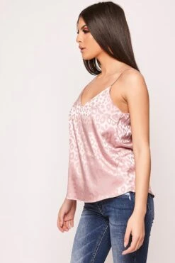 Viktoria - Pink Leopard Textured Satin Cami -Outlet Sarto Base Store wjrs2436