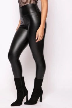 Bekah - Black High Waisted Sleek PU Leggings 7 Bekah - Black High Waisted Sleek PU Leggings -Outlet Sarto Base Store wjrs2635